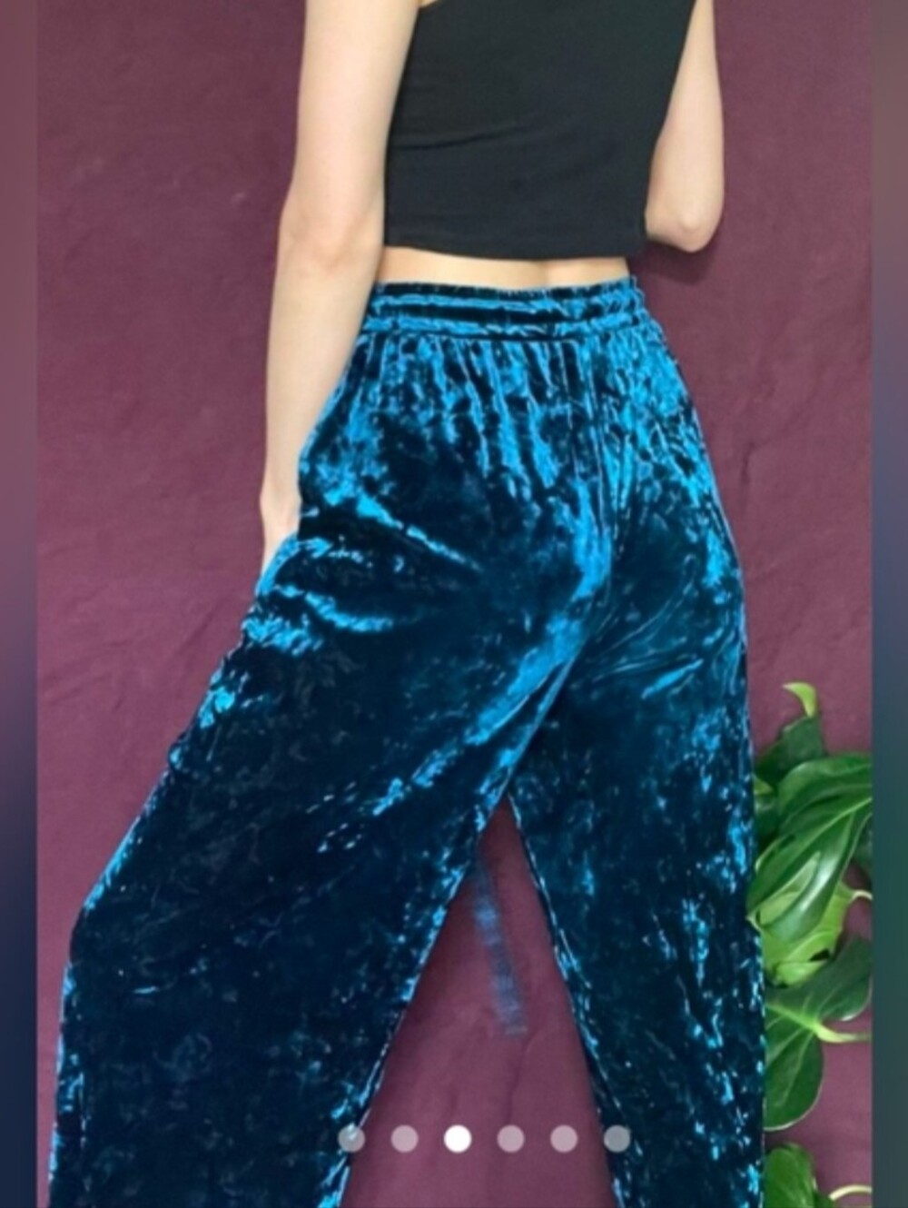 Silence & Noise Velvet Wide-Leg Lounge Pants Stunning Teal 🩵 Blue Size SM - Picture 3 of 10